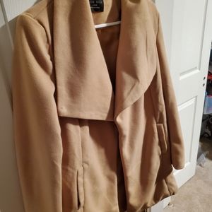 Camel tie-belt coat